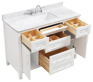 OVE Decors Tahoe 48" Vanity, White With Carrara Marble Top