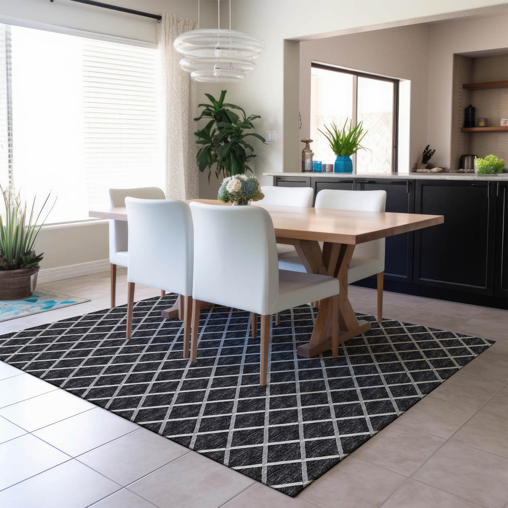 Indoor/Outdoor York YO1 Black Machine Washable 3' x 5' Rug