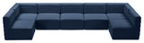 Quincy Velvet Upholstered 7-Piece U-Shaped Modular Sectional, Navy