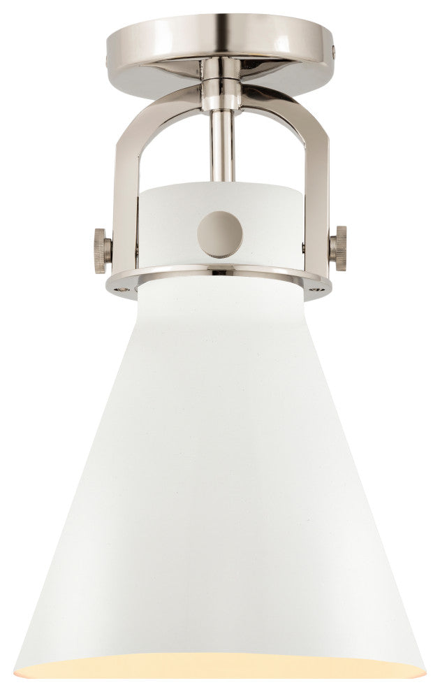 Innovations Lighting 710-1F-PN-M711-8W Newton Cone 1 Light 8" Flush Mount
