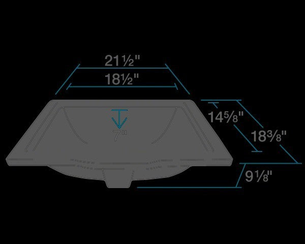 Rectangular Porcelain Sink, Bisque