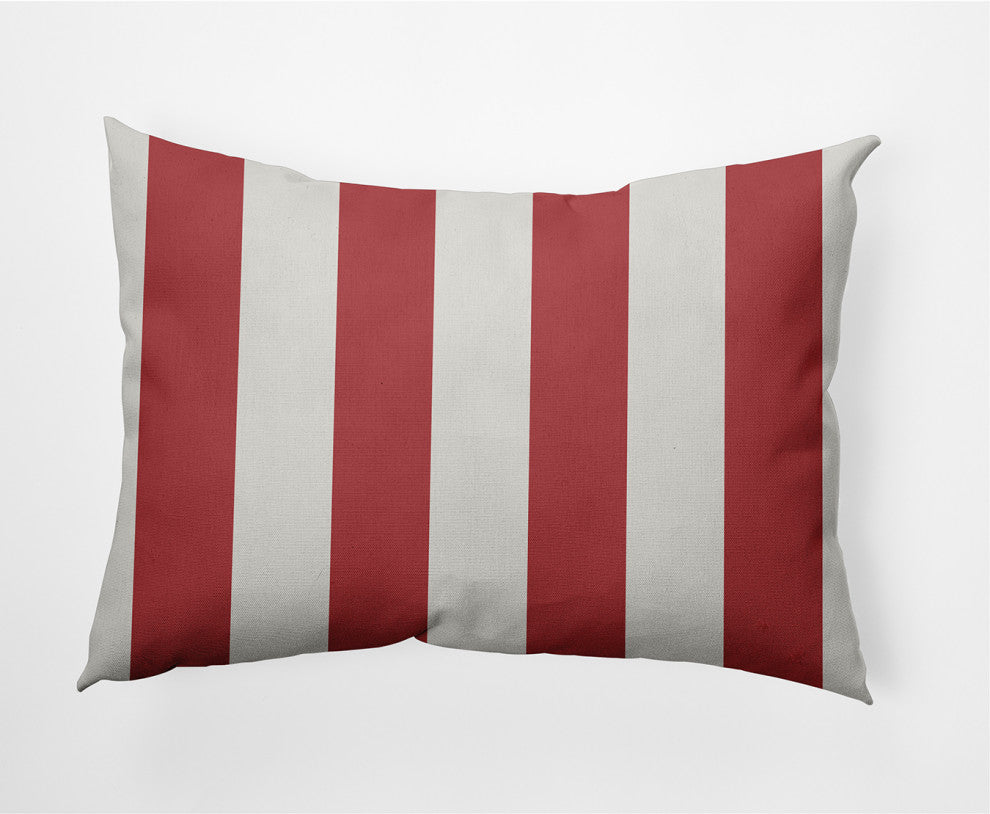 14x20" Graduated Stripe Nautical Decorative Indoor Pillow, Ligonberry Red