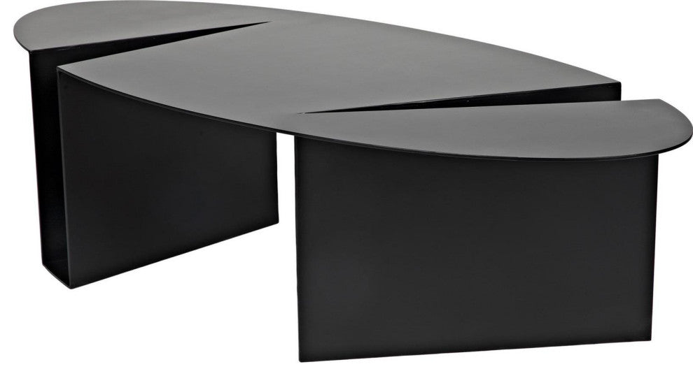 Matte Black Steel Coffee Table, Traditional