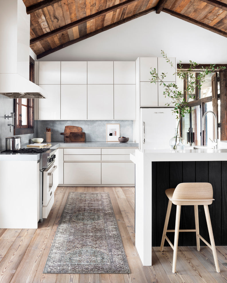 Taupe Stone Teal Navy Printed Polyester Layla Area Rug by Loloi II, 2'-6"x12'-0"