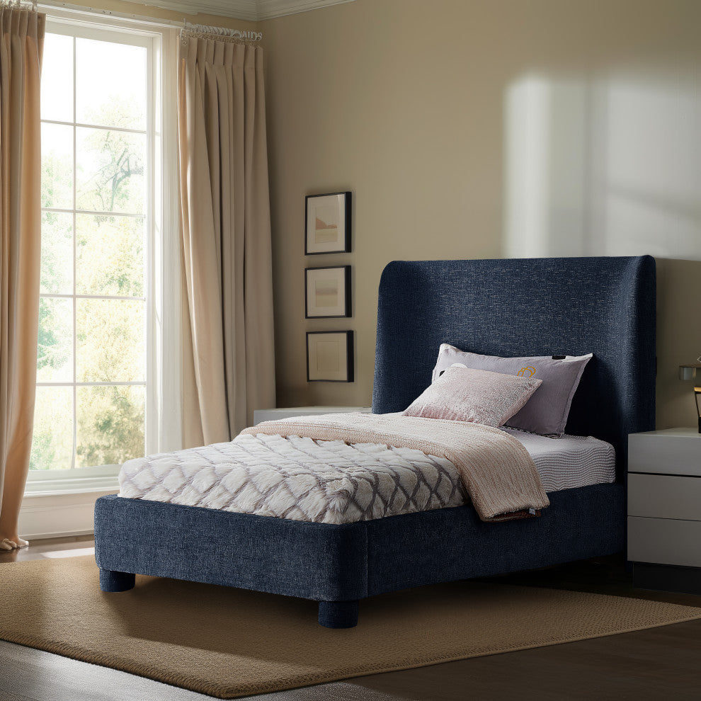 Penny Bed, Navy, Twin, Chenille Fabric