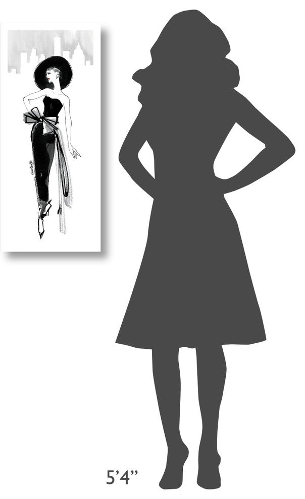 "Fifties Fashion IV with Red" Digital Paper Print by Anne Tavoletti, 14"x32"