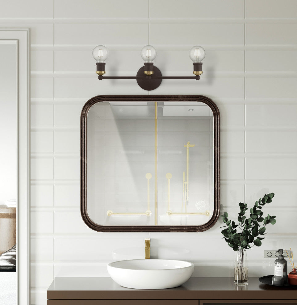 Lansdale 3 Light Bronze With Antique Brass Accents ADA Vanity Sconce