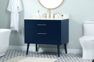 Elegant VF41036MBL-BS 36"Bathroom Vanity, Blue With Backsplash