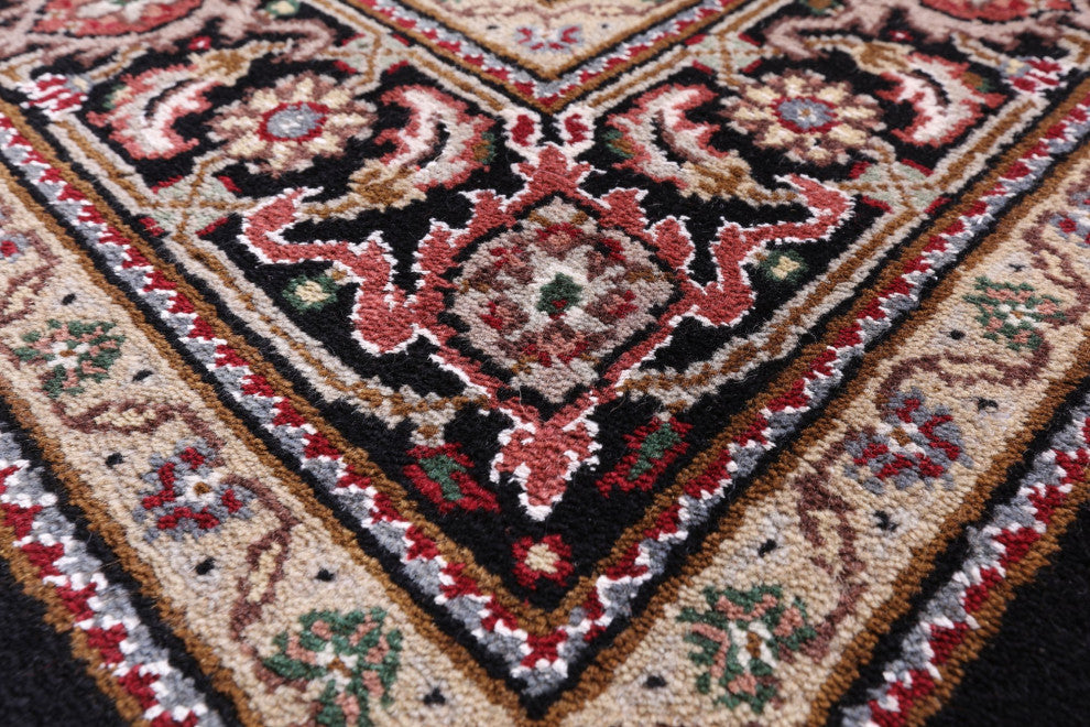 Persian Tabriz Wool and Silk Hand Knotted Rug 5' 0" X 6' 11" Q8930
