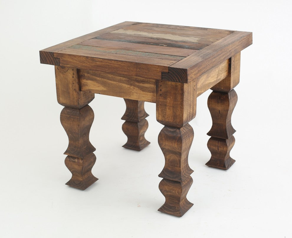Rustic Old Door End Table, Natural Wood