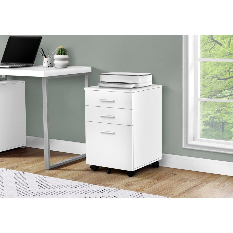 File Cabinet,Rolling Mobile, Storage Drawers, Printer Stand, Office, Work, White