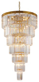 36" 34-Light Brass Metal 7-Tier Chandelier With Clear Crystals, Brass, D36'' H72''