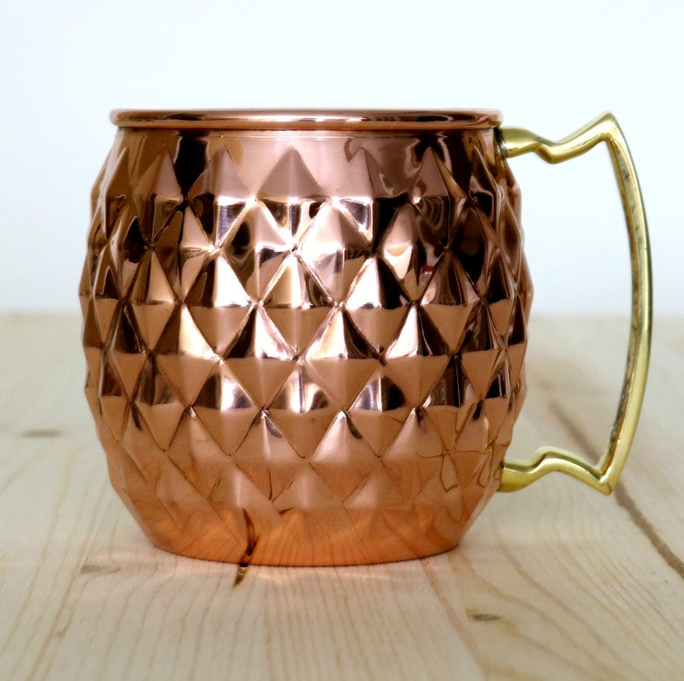 The Pineapple Shaped Copper Moscow Mule Barrel Mug, 16 oz