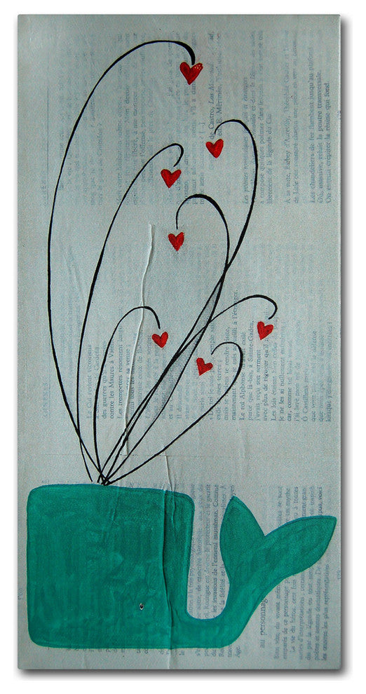 ''Whale Spouting Hearts'' Canvas Art by Nicole Dietz