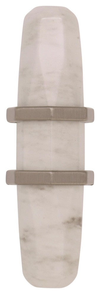 Carrione 2-1/2" Length Cabinet Knob, Marble White/Satin Nickelï¿½