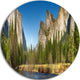 Yosemite Valley Panorama, Landscape Disc Metal Artwork, 11"