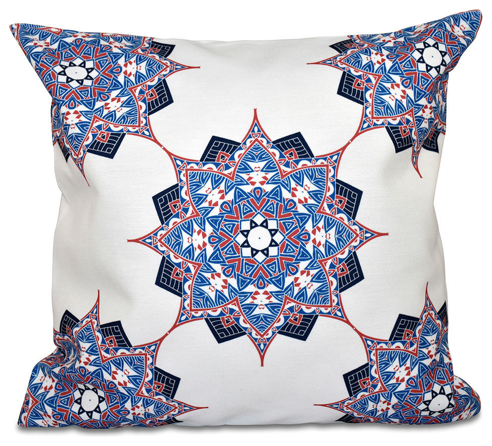 Rhapsody, Geometric Print Pillow, Blue, 16"x16"