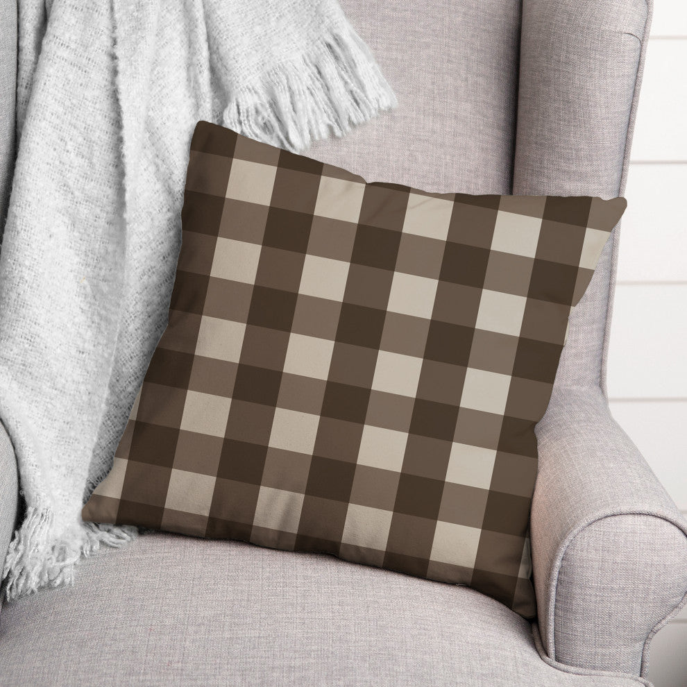 Brown Buffalo Check 18x18 Spun Poly Pillow