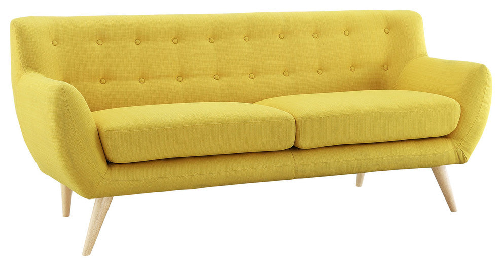 Modern Contemporary Living Room 2-Piece Set, Yellow, Fabric, Plywood