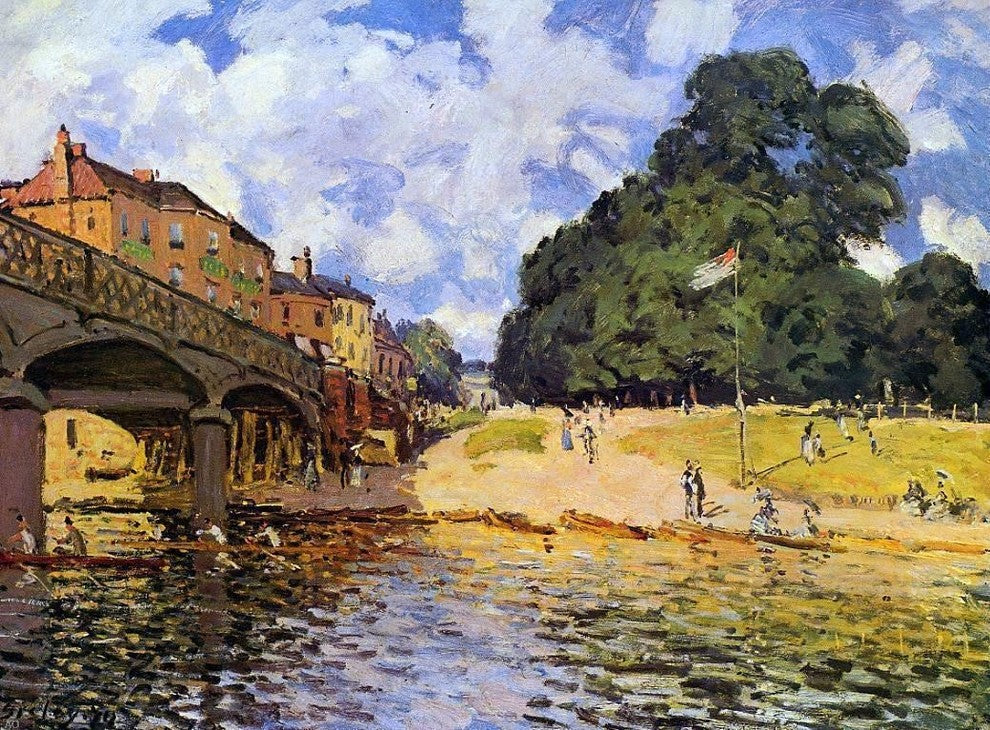 Alfred Sisley Bridge at Hampton Court, 21"x28" Wall Decal
