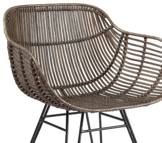 Ryanne Arm Dining Chair - Dark Rattan/Black