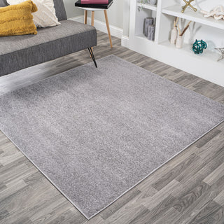 Haze Solid Low-Pile Runner Rug, Gray, 5' Square
