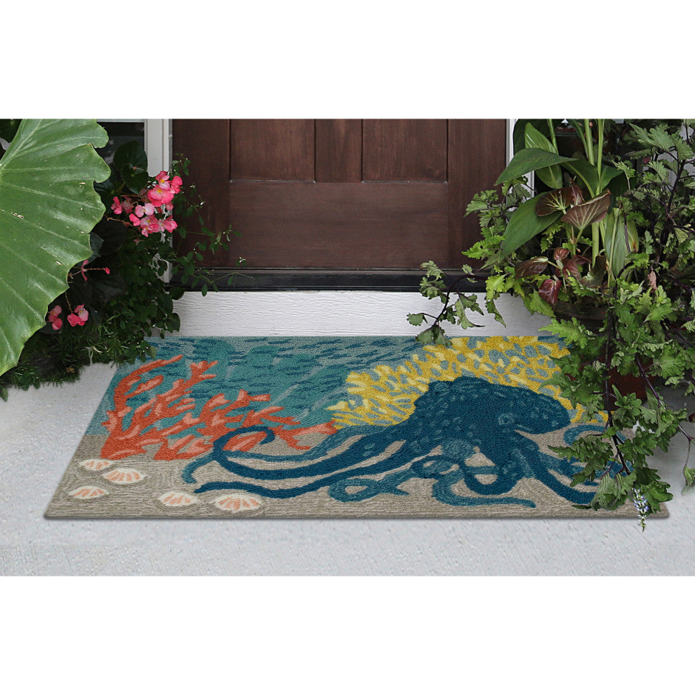 Frontporch Octopus Indoor/Outdoor Rug Ocean 2''x3''