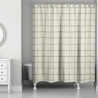 Cream and Green Check 71x74 Shower Curtain
