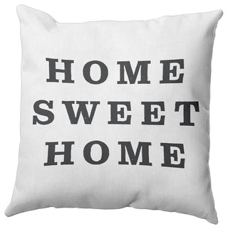 Home Sweet Home Polyester Indoor Pillow, Gray, 20"x20"