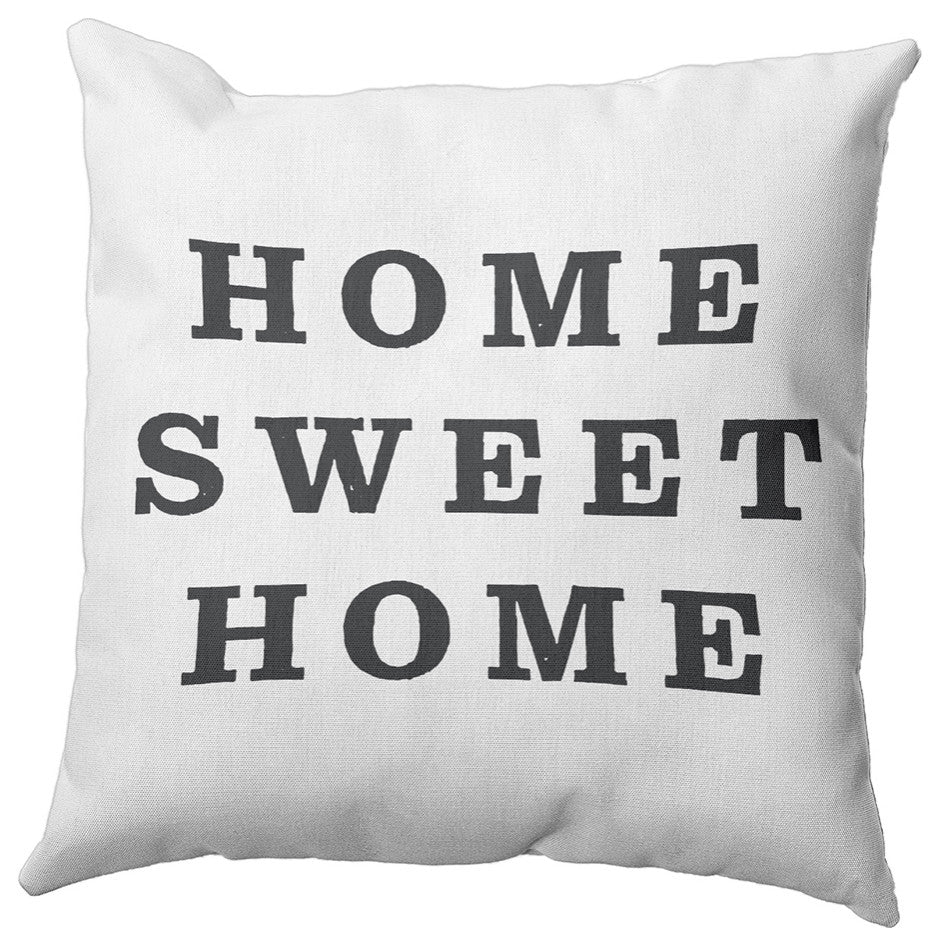 Home Sweet Home Polyester Indoor Pillow, Gray, 20"x20"