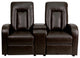 2-Seat Push Button Motorized Reclining Brown Leather Theater Seating