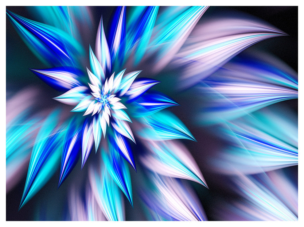 Dancing Light Blue Flower Petals, Floral Canvas Art Print, 40"x30"