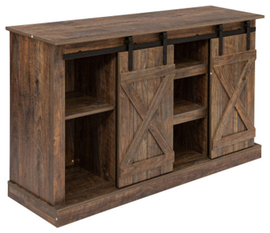 Farmhouse Espresso TV stand 65 inch flat media console table storage wood cabine