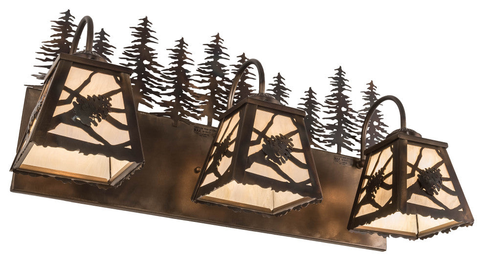 28 Wide Spruce Pine 3 Light Vanity Light