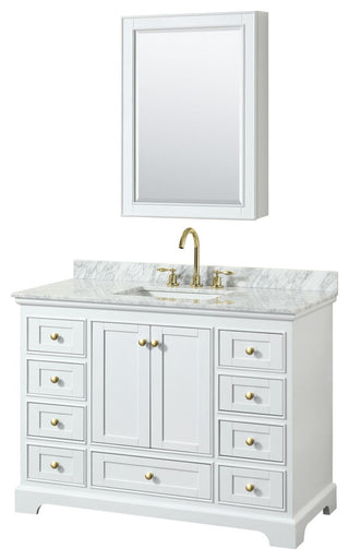 Wyndham Collection WCS202048SCMUNSMED Deborah 48" - White / White Carrara