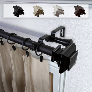 Helen 1" Double Curtain Rod, Black, 48-84"
