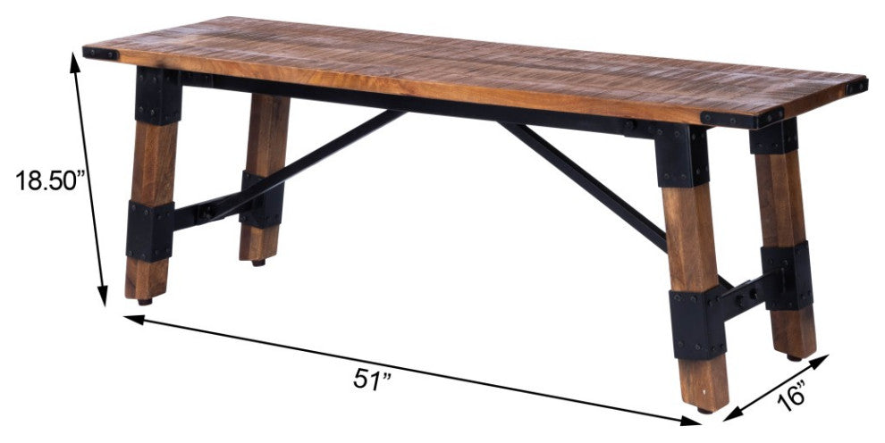 Mod Industrial Rustic Wood Bench