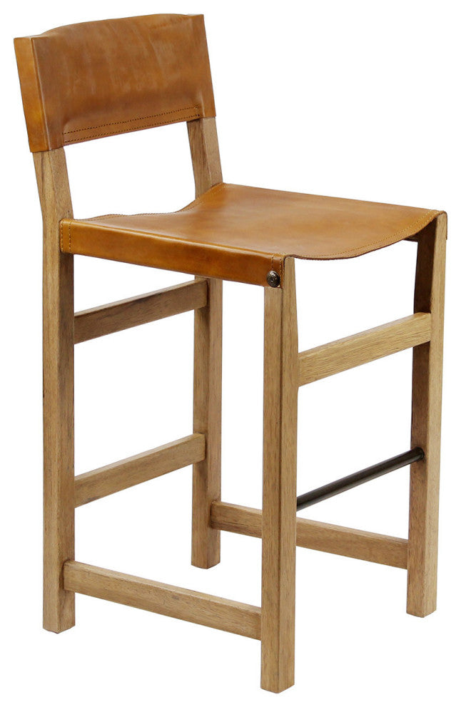 Counterstool Taura, Natural With Leather Saddle