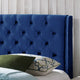 GDF Studio Lidia Wingback Queen/Full Tufted Fabric Headboard, Navy Blue