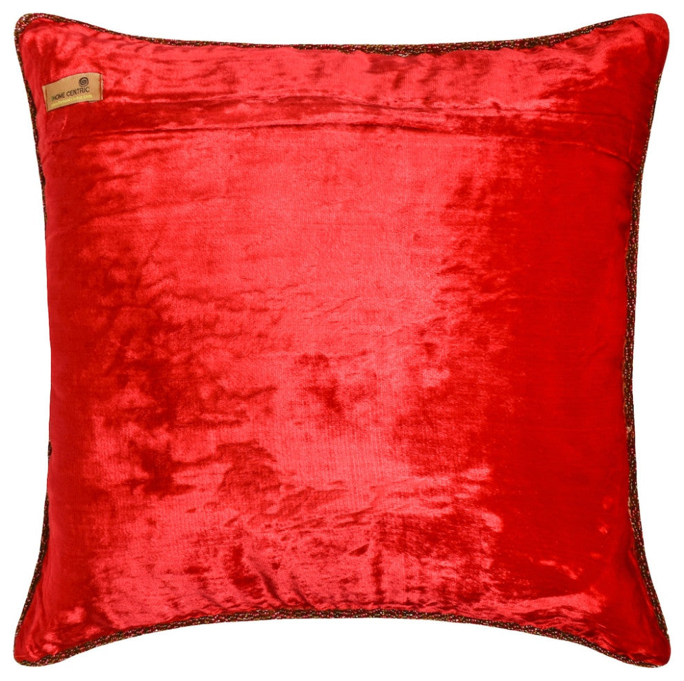 Red Velvet Velvet Cushion Cover 20"x20" Throw Pillow Cover - Red Shimmer