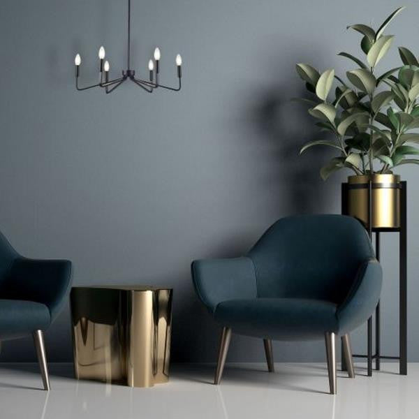 Clayton 6 Light Chandelier In Contemporary Style, 6"Hx26"W