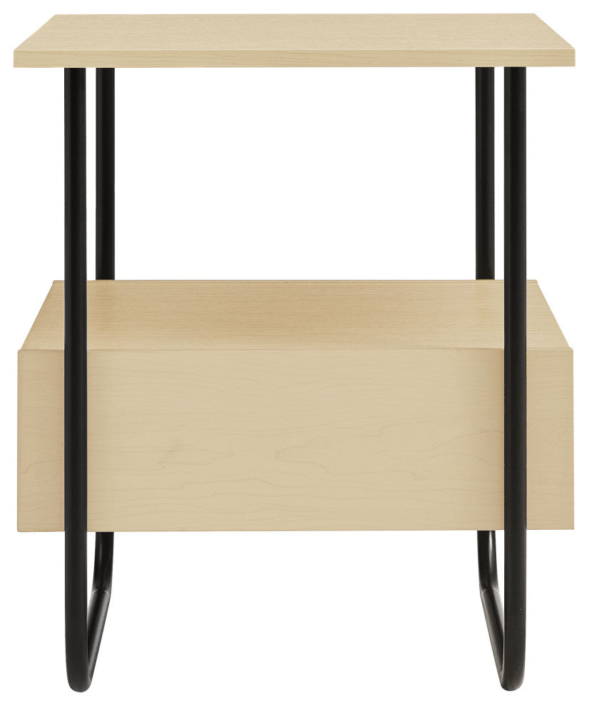 Rivo 18.5" Light Maple Rectangle End Table Open Shelf Bottom Compartment