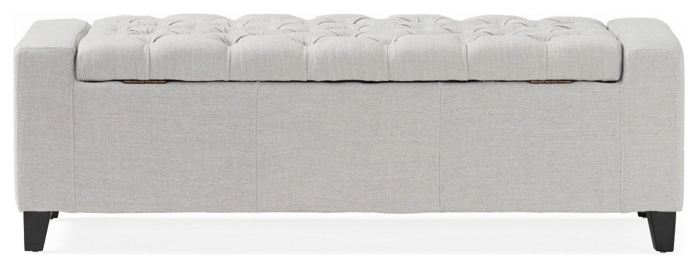 GDF Studio Seattle Tufted Storage Ottoman Bench, Light Gray