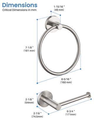 Circular 2-Piece Bathroom Hardware Set, Brushed Nickel