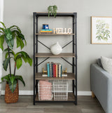 Angle Iron 64" Industrial 4 Shelf Wood Bookcase - Driftwood