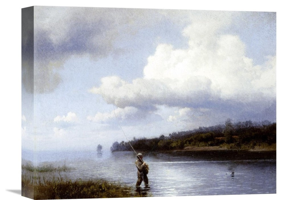 "Fly Fishing" Stretched Canvas Giclee by Hermann Herzog, 16"x13"
