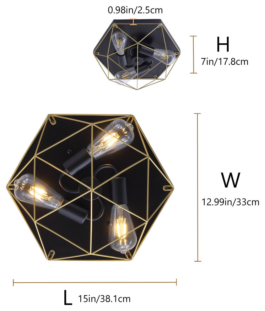 3-Light Geometric Flush Mount Light