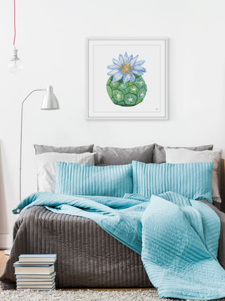 "Cactus Bleu" Framed Painting Print, 32"x32"