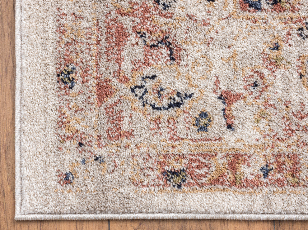 Abani Babylon BYL100C Beige Cream Distressed Medallion Area rug