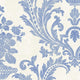 Stripes And Damasks, Classic Damask Stripes White, Blue Wallpaper Roll
